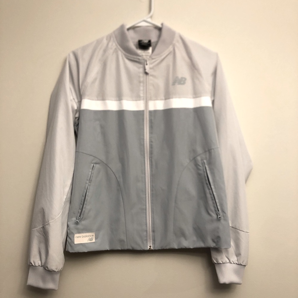 New Balance Light Grey and Powder Blue Zip Jacket, Size S
